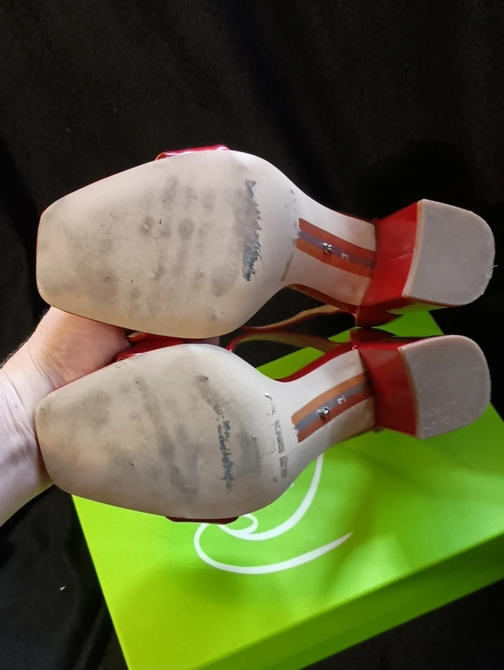 Sam Edelman DANIELLA Passion Red Block Heels w/Ankle Strap Women Sz 9M Like New
